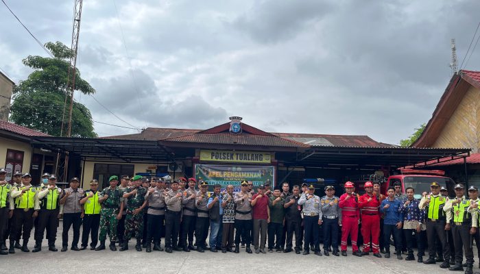 Polsek Tualang Gelar Apel Kesiapsiagaan Pengamanan Pawai Takbir Idul Fitri 1447 H