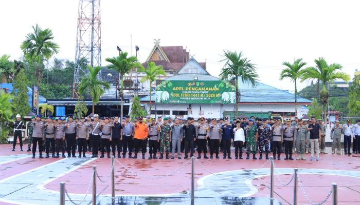 Kapolres Inhil AKBP Farouk Oktora S.H, S.I.K, Pimpin Apel Pengamanan Pawai Malam Takbir Idul Fitri 1447 H di Inhil, Libatkan 258 Personel Gabungan