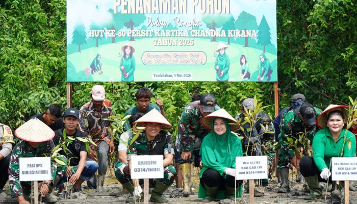 Peringati HUT ke-80 Persit KCK, Kodim 0314/Inhil Tanam Pohon Mangrove