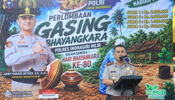 Polres Inhil Gelar Perlombaan Gasing Bhayangkara, Lestarikan Budaya Melayu dalam Semangat Hari Bhayangkara ke-80