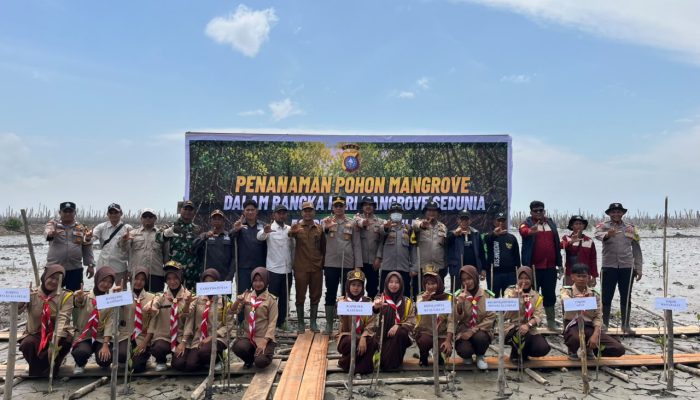 Polsek Kateman Tanam 200 Bibit Mangrove Peringati Hari Mangrove Sedunia 2026