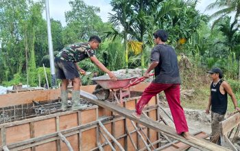 Kodim 0314/Inhil Terus Pacu Pembangunan Jembatan Gantung Perintis Garuda di Seberang Tembilahan