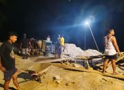 Lembur hingga Malam, Personel Kodim0314/Inhil dan Warga Pacu Progres Pembangunan Jembatan Perintis Garuda di Kemuning