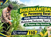 Jaga Kesuburan Ketapang Jagung, Bhabinkamtibmas Berikan Pupuk Di Lahan Ponpes Abu Huroiroh