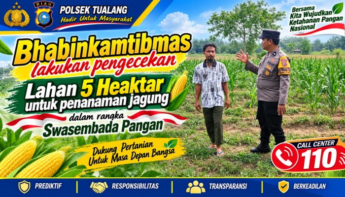 Polsek Tualang Dorong Swasembada Pangan, 5 Hektare Lahan Kelompok Tani Disiapkan untuk Jagung